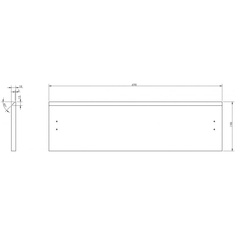 Mexen Rivel čelní díl s rýhováním pro korpus koupelnové skříňky 70 x 20 cm, šedý mat - 91A20-0700-235-1-62