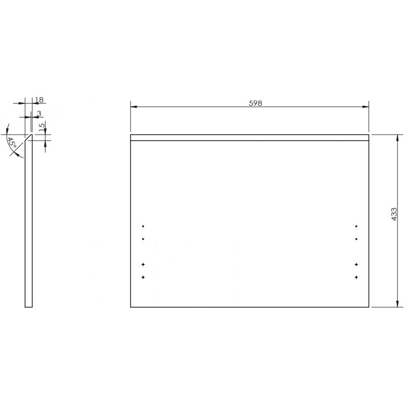 Mexen Rivel čelní ryhovaný panel pro korpus koupelnové skříňky 60 x 43,5 cm, černý mat - 91A20-0600-470-1-71