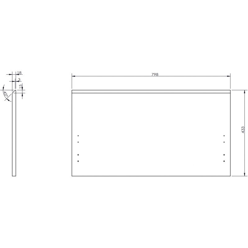 Mexen Rivel, přední rýhovaný pro tělo koupelnové skříňky 80 x 43,5 cm, černá matná - 91A20-0800-470-1-71