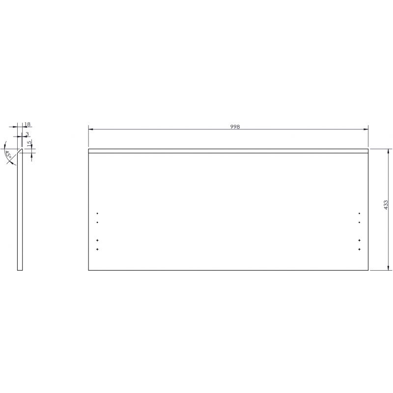 Mexen Rivel čelní plocha rýhovaná pro tělo koupelnové skříňky 100 x 43,5 cm, dub - 91A20-1000-470-1-81