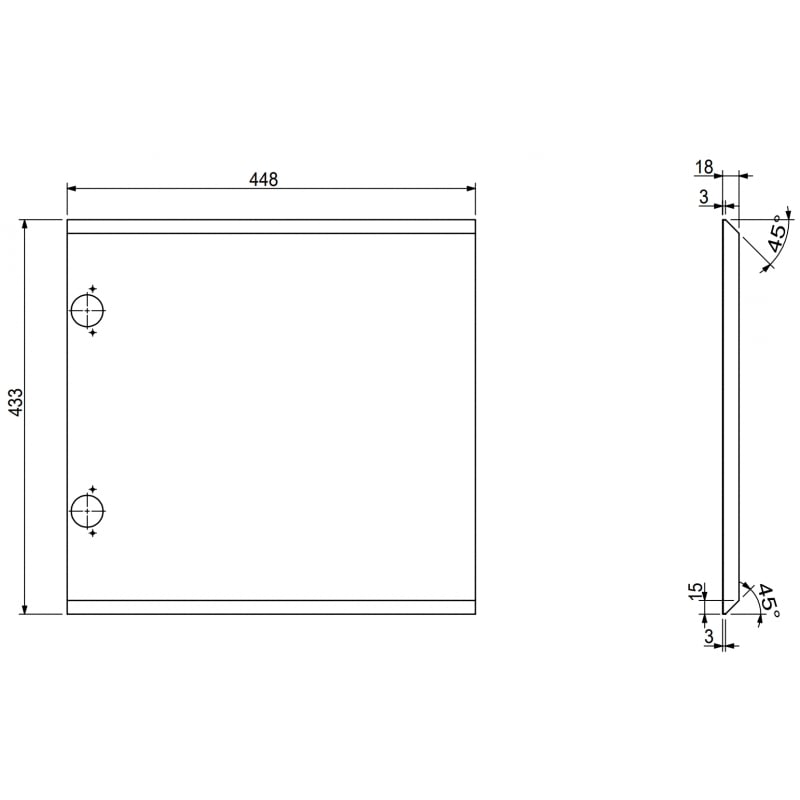Mexen Rivel přední rýhovaný pro korpus koupelnové skříňky 45 x 43,5 cm, černý mat - 91A21-0450-470-1-71