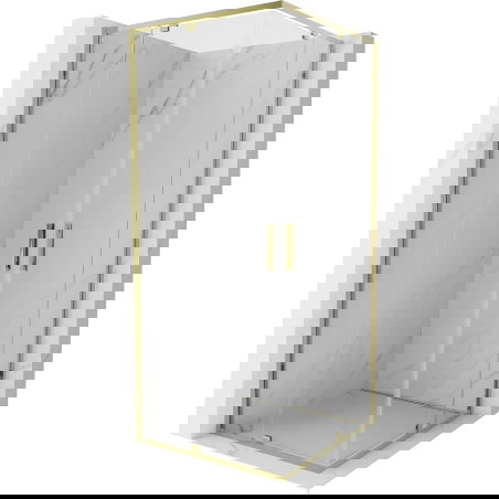Mexen Exo čtvercová sprchová kabina s otočnými dveřmi 80 x 80 cm, transparentní, zlatá - 8110-080-080-50-00