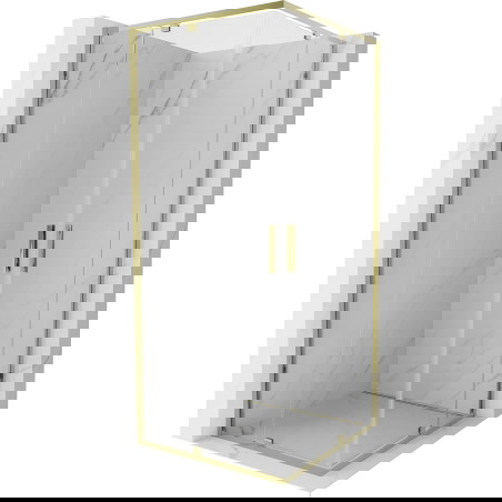 Mexen Exo čtvercový sprchový kout s otočnými dveřmi 80 x 80 cm, transparentní, zlatý - 8110-080-080-50-00