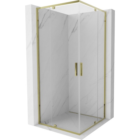Mexen Exo-R Duo čtvercový sprchový kout s otevíracími dveřmi 100 x 100 cm, transparentní, zlatý - 8110-100-100-50-00