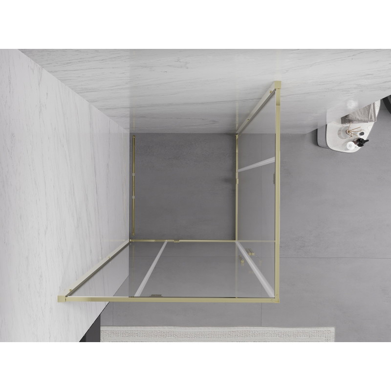 Mexen Exo-R Duo čtvercový sprchový kout s otevíracími dveřmi 100 x 100 cm, transparentní, zlatý - 8110-100-100-50-00
