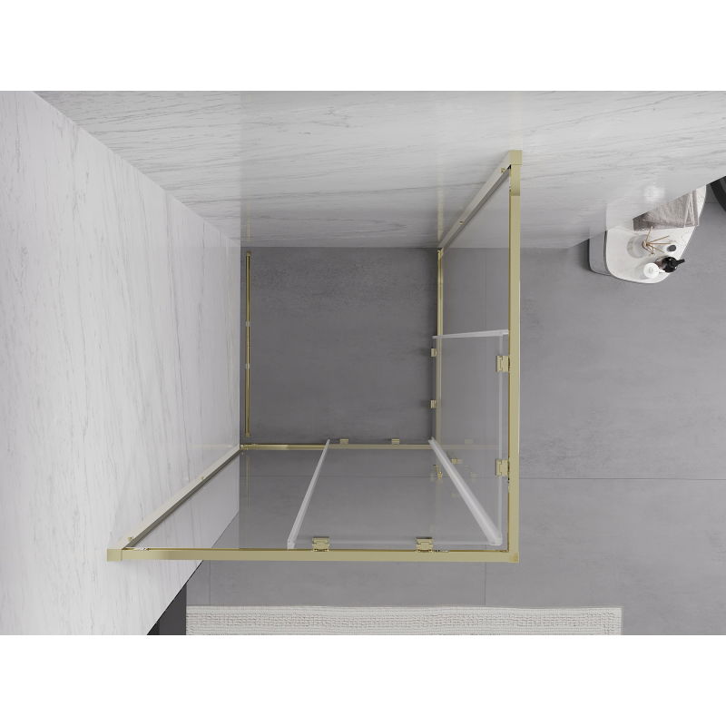 Mexen Exo čtvercová sprchová kabina posuvná 70 x 70 cm, transparentní, zlatá - 8111-070-070-50-00