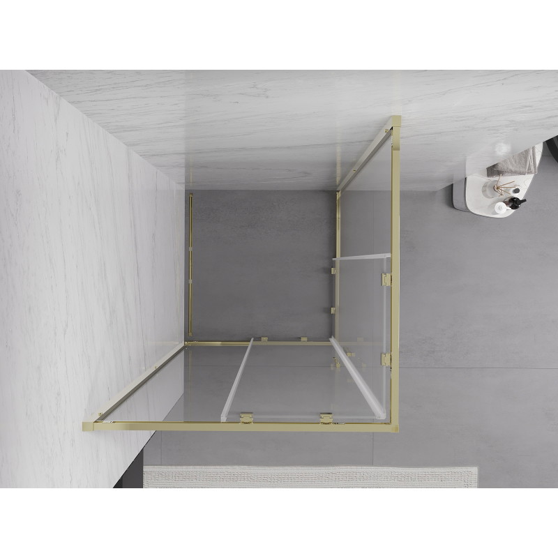Mexen Exo čtvercový posuvný sprchový kout 100 x 100 cm, průhledný, zlatý - 8111-100-100-50-00