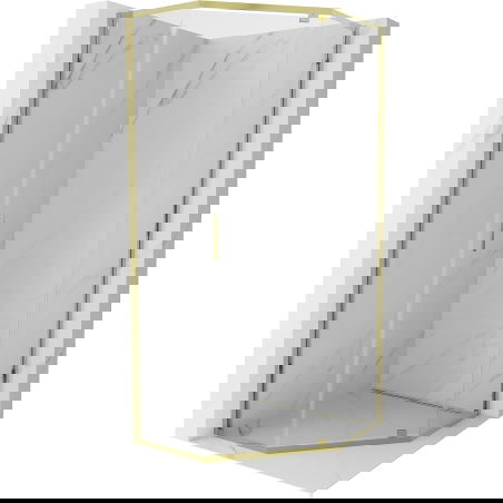 Mexen Exo pětiúhelníková sprchová kabina s křídlovými dveřmi 90 x 90 cm, transparentní, zlatá - 812-090-090-50-00