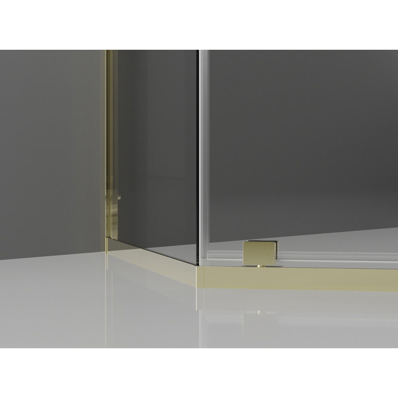 Mexen Exo pětiúhelníková sprchová kabina otevíratelná 90 x 90 cm, transparentní, zlatá - 812-090-090-50-00