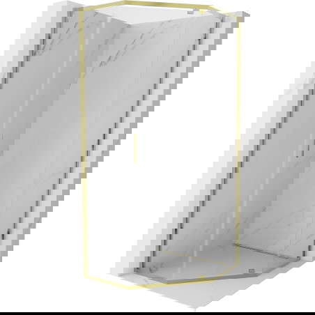 Mexen Exo pětistranná sprchová kabina otevíratelná 100 x 100 cm, transparentní, zlatá - 812-100-100-50-00