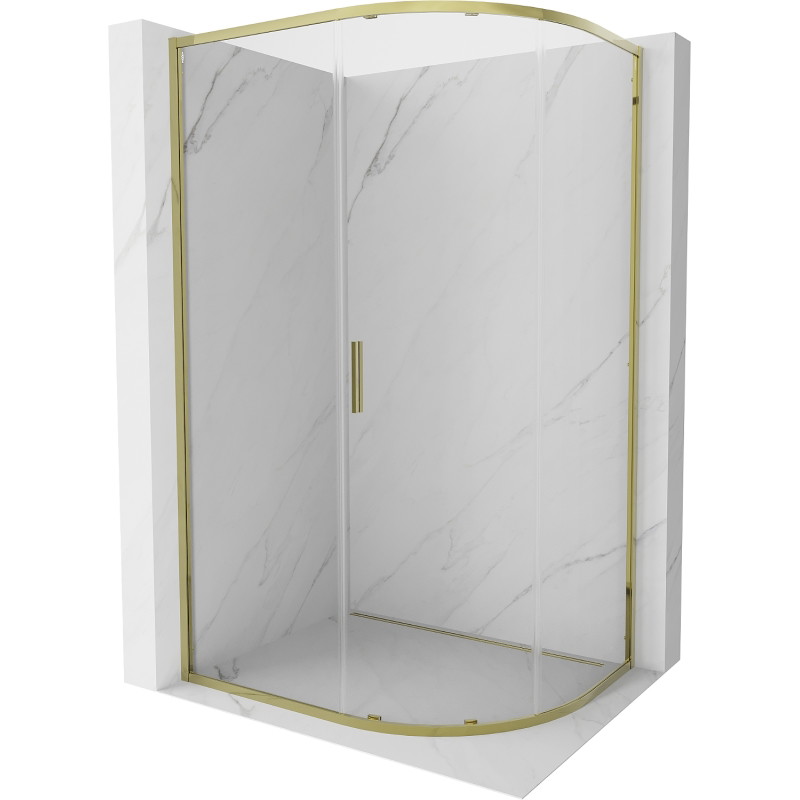 Mexen Exo-S sprchový kout půlkruhový posuvný 100 x 80 cm, transparentní, zlatý - 8131-100-080-50-00