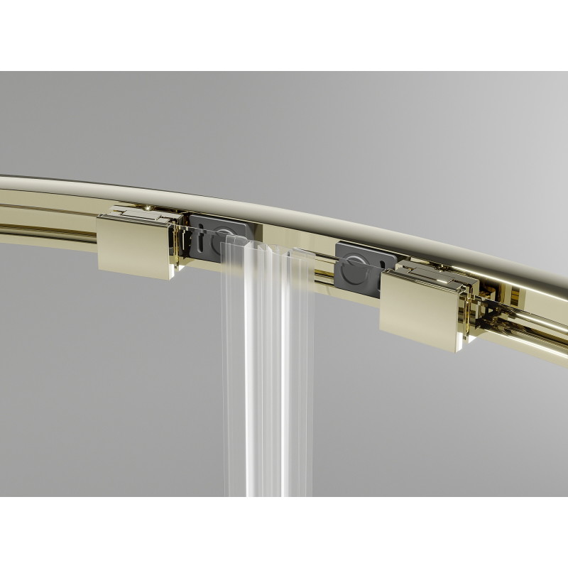 Mexen Exo sprchová kabina půlkruhová posuvná 100 x 80 cm, transparentní, zlatá - 8132-100-080-50-00