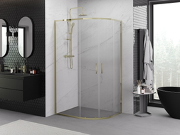 Mexen Exo-S Duo půlkruhový posuvný sprchový kout 100 x 80 cm, transparentní, zlatý - 8132-100-080-50-00