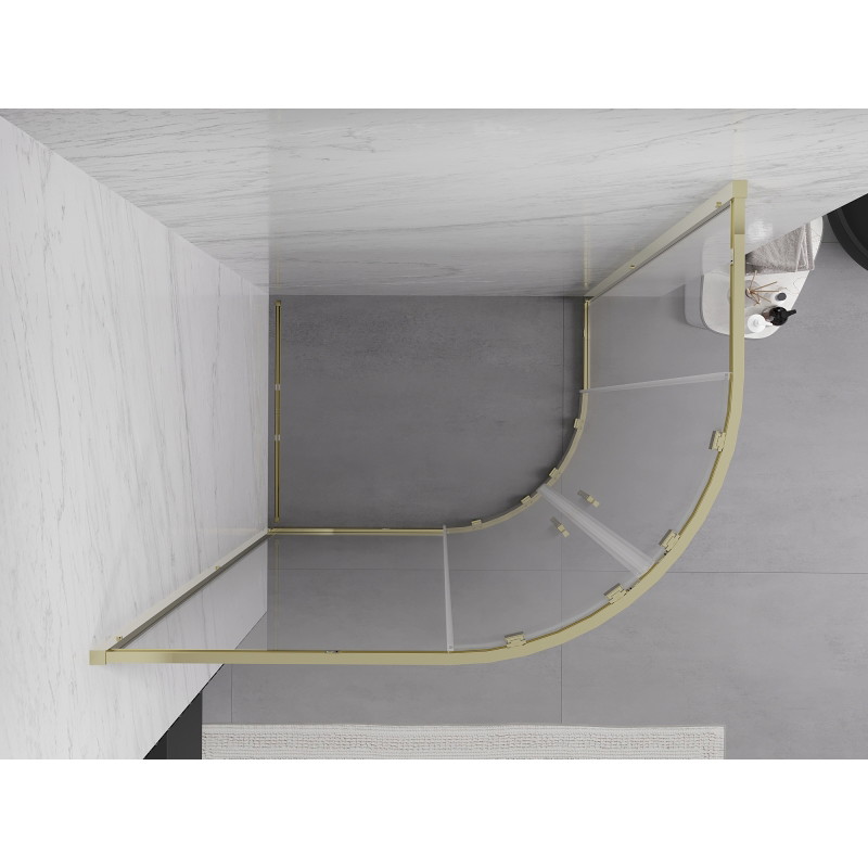 Mexen Exo-S Duo půlkruhový posuvný sprchový kout 100 x 80 cm, transparentní, zlatý - 8132-100-080-50-00