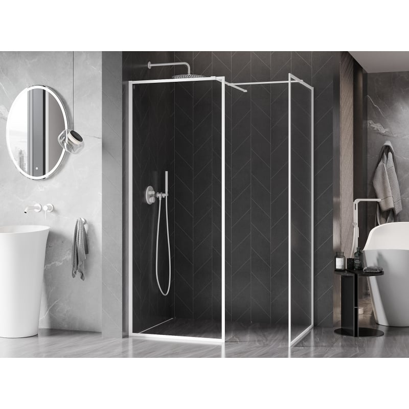 Mexen Kioto-F sprchová stěna Walk-in s rámem 170 x 70 cm, transparentní 8 mm, bílá - 800-170-202-04-20-070