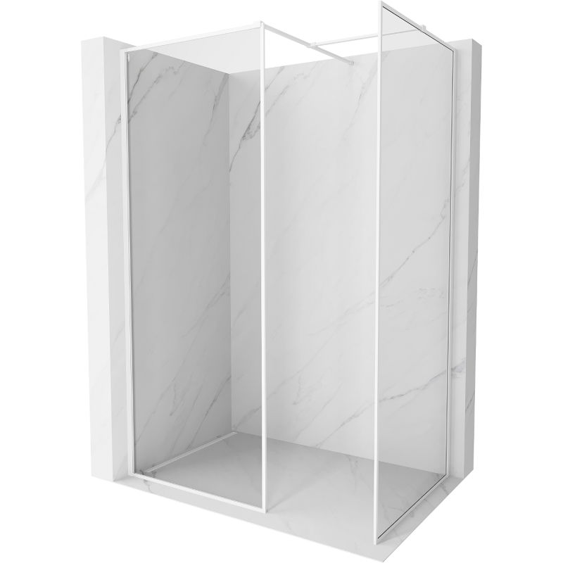 Mexen Kioto-F sprchová stěna Walk-in s rámem 160 x 85 cm, transparentní 8 mm, bílá - 800-160-202-04-20-085