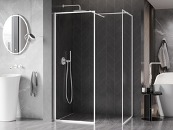 Mexen Kioto-F sprchová zástěna Walk-in s rámem 90 x 90 cm, transparentní 8 mm, bílá - 800-090-202-04-20-090