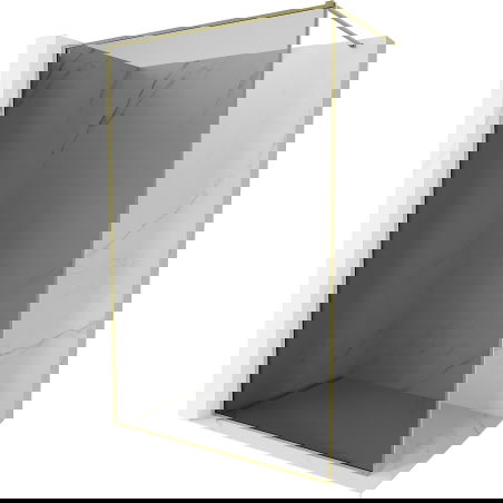 Mexen Kioto-F sprchová stěna Walk-in s rámem 90 x 202 cm, grafit 8 mm, zlatá - 800-090-104-50-40