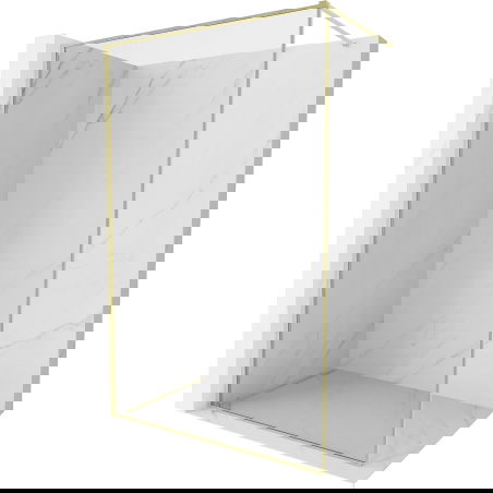 Mexen Kioto-F sprchová stěna Walk-in s rámem 55 x 202 cm, transparentní 8 mm, zlatá kartáčovaná - 800-055-104-55-00