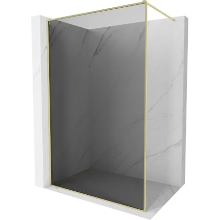 Mexen Kioto-F, sprchová stěna Walk-in s rámem 100 x 202 cm, grafitová 8 mm, zlatá kartáčovaná - 800-100-104-55-40