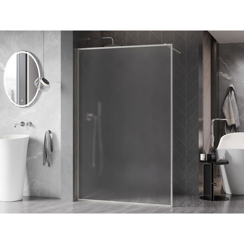 Mexen Kioto-F sprchová stěna Walk-in s rámem 80 x 202 cm, mražené sklo 8 mm, kartáčovaný nikl - 800-080-104-97-30