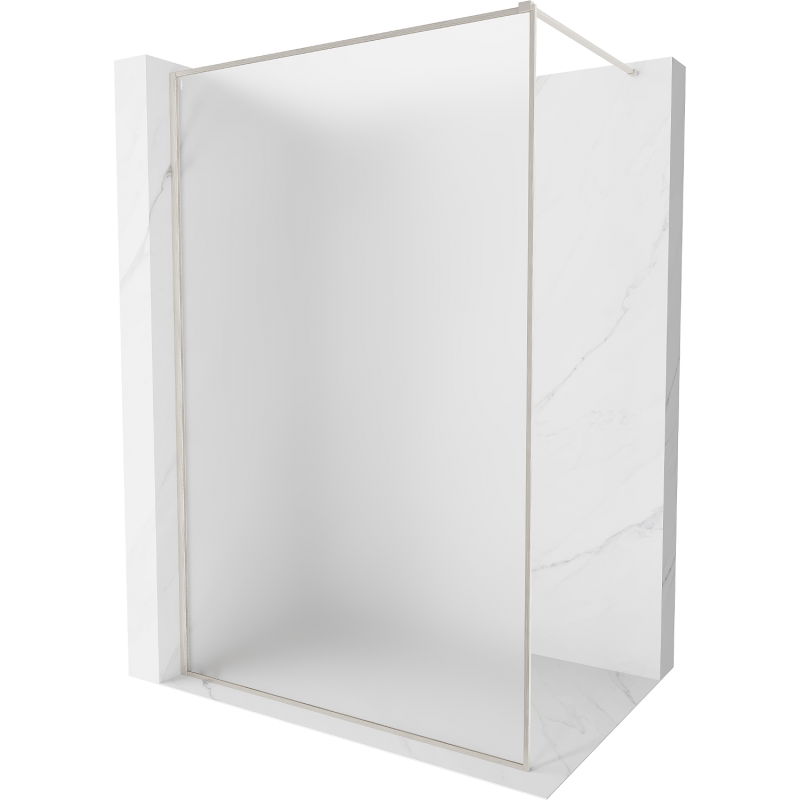 Mexen Kioto-F sprchová stěna Walk-in s rámem 100 x 202 cm, matné sklo 8 mm, kartáčovaný nikl - 800-100-104-97-30