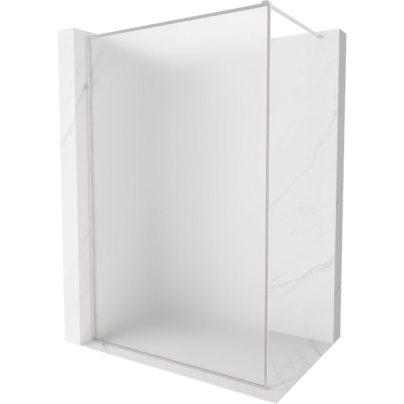 Mexen Kioto-F sprchová stěna Walk-in s rámem 120 x 202 cm, matné sklo 8 mm, kartáčovaný nikl - 800-120-104-97-30