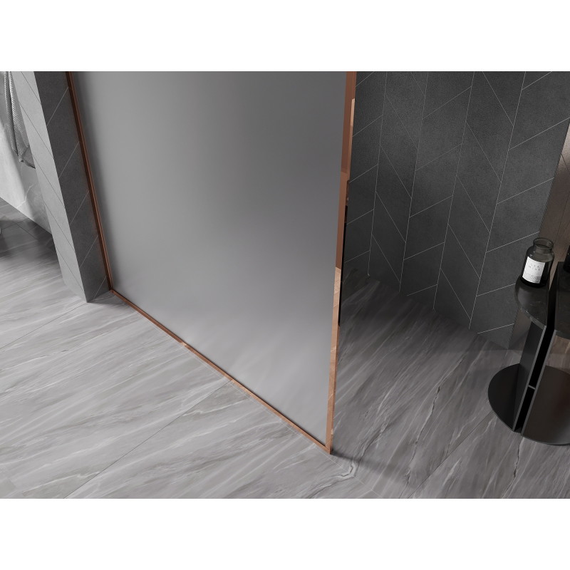 Mexen Kioto-F sprchová zástěna Walk-in s rámem 70 x 202 cm, mat 8 mm, růžové zlato - 800-070-104-60-30