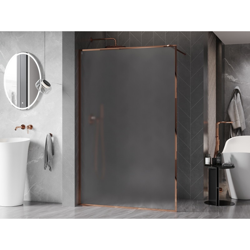 Mexen Kioto-F sprchová zástěna Walk-in s rámem 70 x 202 cm, mat 8 mm, růžové zlato - 800-070-104-60-30