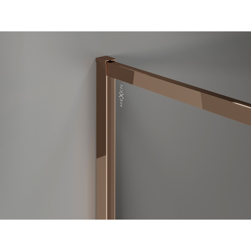 Mexen Kioto-F sprchová zástěna Walk-in s rámem 70 x 202 cm, mat 8 mm, růžové zlato - 800-070-104-60-30