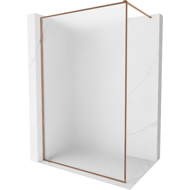 Mexen Kioto-F sprchová stěna Walk-in s rámem 80 x 202 cm, mražené sklo 8 mm, růžové zlato - 800-080-104-60-30