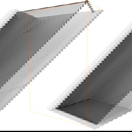 Mexen Kioto-F sprchová stěna Walk-in s rámem 120 x 202 cm, grafit 8 mm, růžové zlato - 800-120-104-60-40