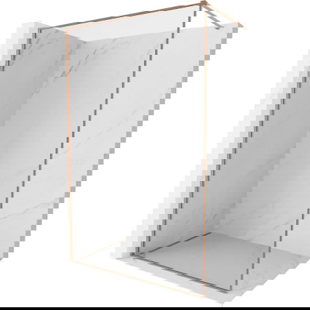 Mexen Kioto-F sprchová stěna Walk-in s rámem 70 x 202 cm, transparentní 8 mm, kartáčovaná měď - 800-070-104-65-00