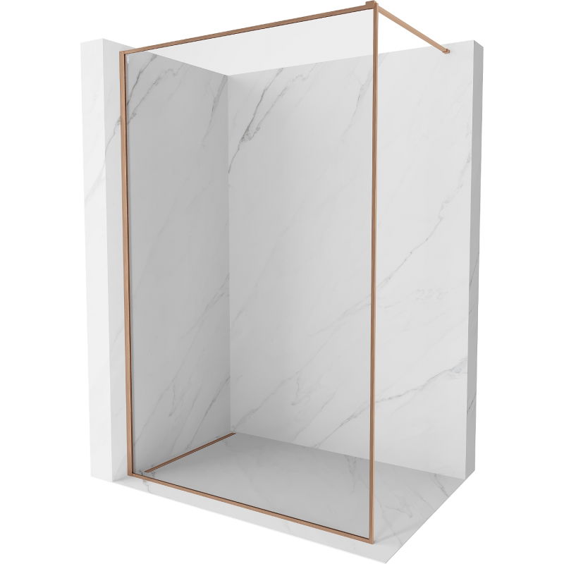 Mexen Kioto-F sprchová zástěna Walk-in s rámem 150 x 202 cm, transparentní 8 mm, kartáčovaná měď - 800-150-104-65-00