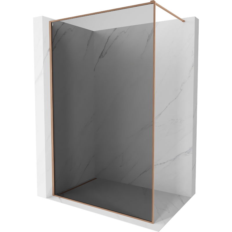 Mexen Kioto-F Sprchová stěna Walk-in s rámem 90 x 202 cm, grafit 8 mm, kartáčovaná měď - 800-090-104-65-40
