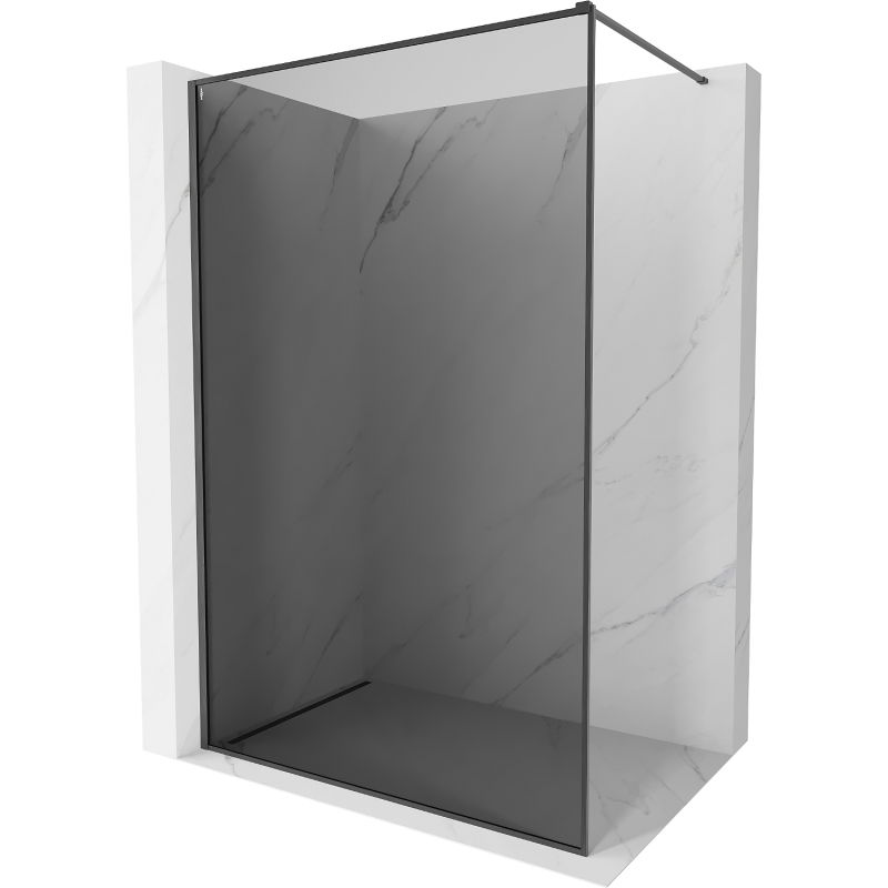 Mexen Kioto-F sprchová stěna Walk-in s rámem 90 x 202 cm, grafit 8 mm, kartáčovaná gun gray - 800-090-104-66-40