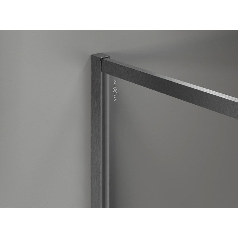 Mexen Kioto-F sprchová stěna Walk-in s rámem 130 x 202 cm, grafit 8 mm, gun gray kartáčovaný - 800-130-104-66-40