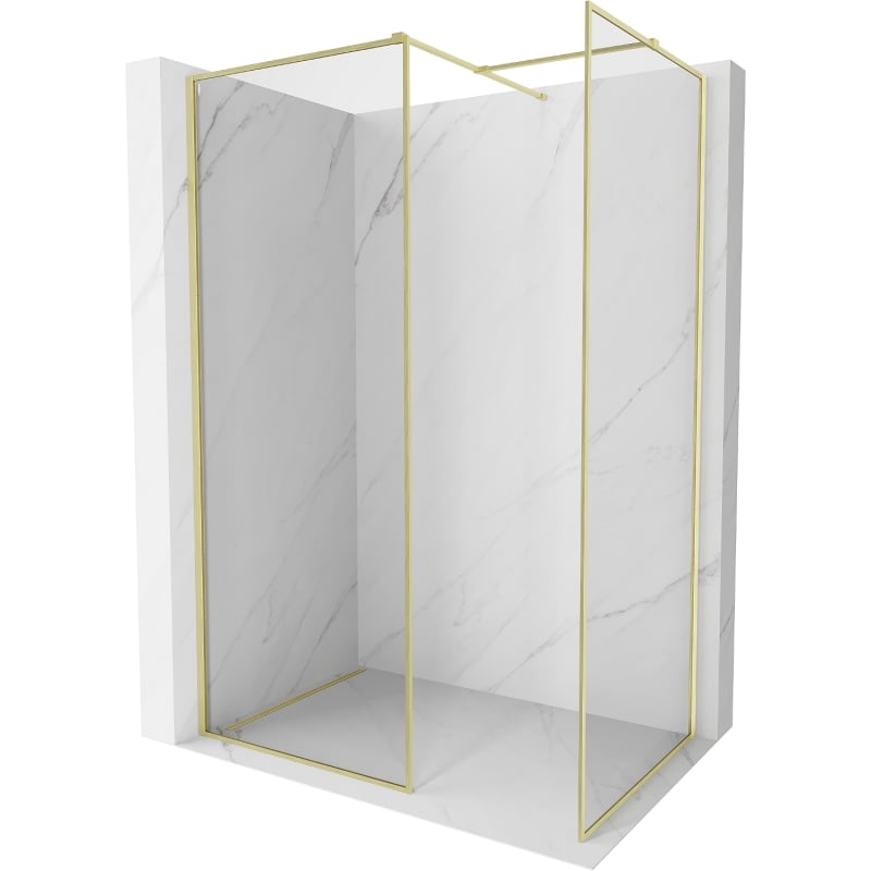 Mexen Kioto-F sprchová zástěna Walk-in s rámem 130 x 80 cm, transparentní 8 mm, zlatá kartáčovaná - 800-130-202-04-55-080