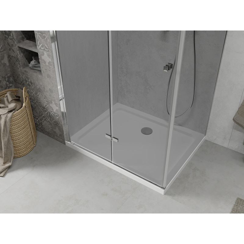 Mexen Lima skládací sprchový kout 100 x 90 cm, grafit, chrom + vanička Flat, bílý - 856-100-090-01-40-4010