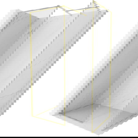 Mexen Kioto-F sprchová stěna Walk-in s rámem 95 x 90 cm, transparentní 8 mm, zlatá kartáčovaná - 800-095-202-04-55-090