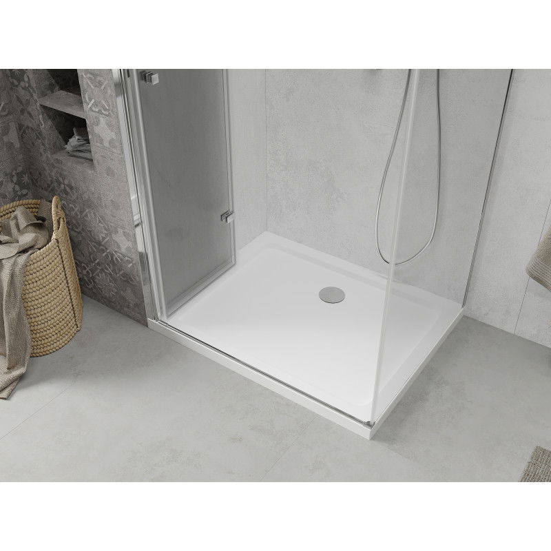 Mexen Lima skládací sprchový kout 70 x 90 cm, transparentní, chrom + vanička Flat - 856-070-090-01-00-4010