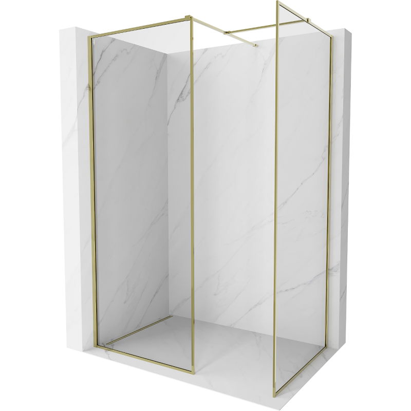 Mexen Kioto-F sprchová stěna Walk-in s rámem 160 x 90 cm, transparentní 8 mm, zlatá - 800-160-202-04-50-090
