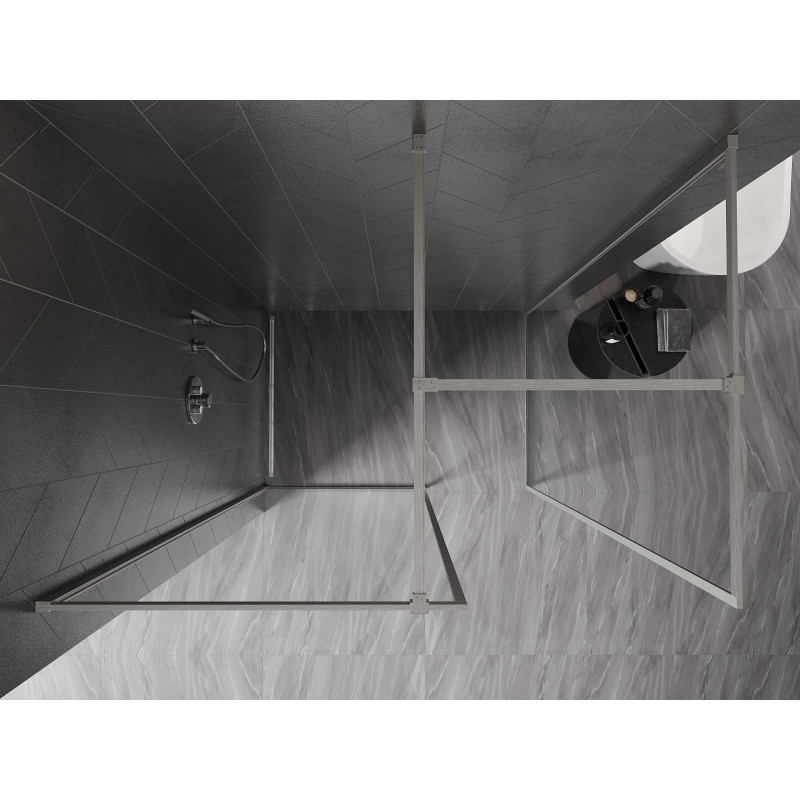 Mexen Kioto-F sprchová zástěna Walk-in s rámem 170 x 110 cm, průhledná 8 mm, kartáčovaný nikl - 800-170-202-04-97-110