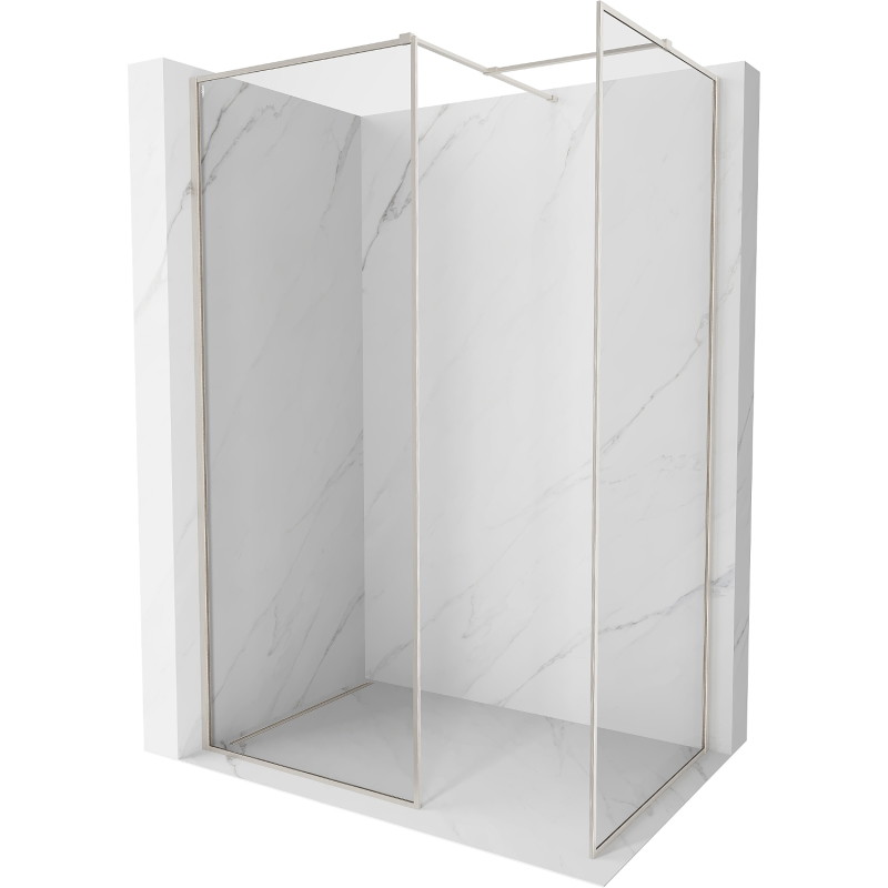 Mexen Kioto-F sprchová zástěna Walk-in s rámem 170 x 110 cm, průhledná 8 mm, kartáčovaný nikl - 800-170-202-04-97-110