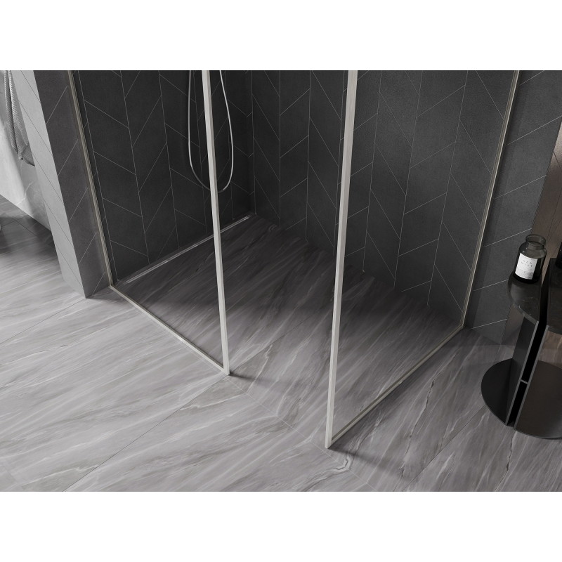 Mexen Kioto-F sprchová zástěna Walk-in s rámem 170 x 110 cm, průhledná 8 mm, kartáčovaný nikl - 800-170-202-04-97-110