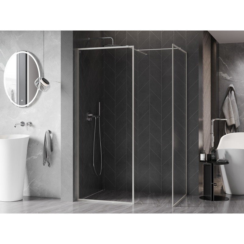 Mexen Kioto-F sprchová zástěna Walk-in s rámem 170 x 110 cm, průhledná 8 mm, kartáčovaný nikl - 800-170-202-04-97-110