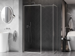 Mexen Kioto-F sprchová zástěna Walk-in s rámem 170 x 110 cm, průhledná 8 mm, kartáčovaný nikl - 800-170-202-04-97-110