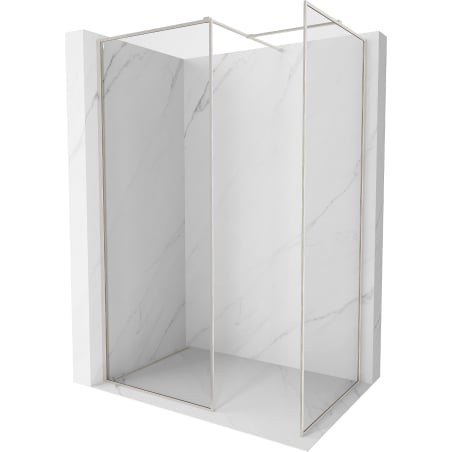 Mexen Kioto-F sprchová stěna Walk-in s rámem 160 x 120 cm, transparentní 8 mm, kartáčovaný nikl - 800-160-202-04-97-120