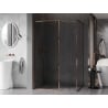 Mexen Kioto-F Walk-in sprchová stěna s rámem 130 x 85 cm, transparentní 8 mm, růžové zlato - 800-130-202-04-60-085