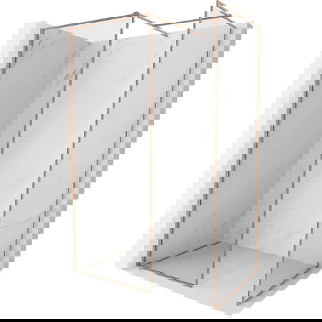 Mexen Kioto-F sprchová stěna Walk-in s rámem 95 x 90 cm, transparentní 8 mm, kartáčovaná měď - 800-095-202-04-65-090